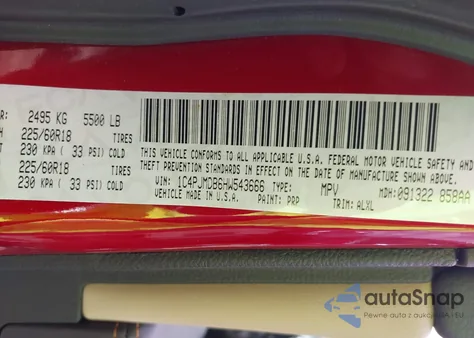 2017 Jeep Cherokee Limited 4X4 из США, поврежденный, VIN 1C4PJMDB6HW543666